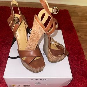 NineWest Summer Platform Sandals with cork heel.